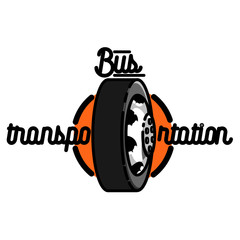 Color vintage bus transportation emblem