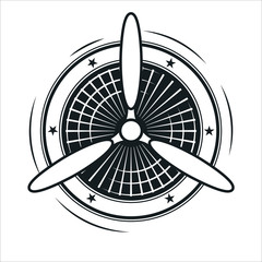 Airplane propeller emblem. Aviators club logo © shtiel