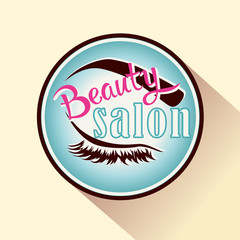 Beauty Salon icon or logo. Vector female badge with closed eye.