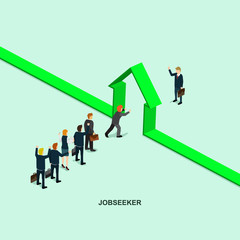 Success in business job seeker flat 3d web isometric info graphic vector