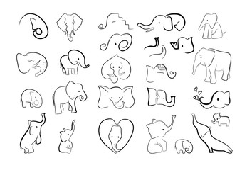 Collection of 26 elephants drawn by a line?