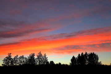 Fototapeta na wymiar Sunset lit up the sky
