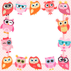 frame with funny owls
