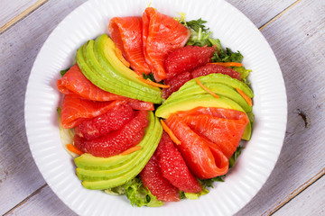 Smoked Salmon, Avocado and Grapefruit Salad