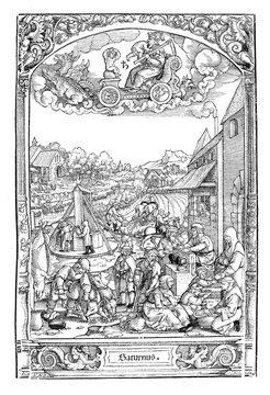 German urban life in early XVI century  unser Saturn sign (on Saturday)