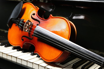 Violin and piano, closeup