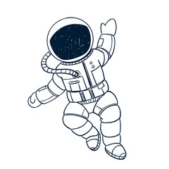 Vector Illustration of a Hand Drawn Astronaut Doodle