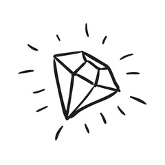 Vector Illustration of a Hand Drawn Diamond Doodle