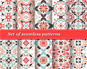 Mexican stylized talavera tiles seamless pattern. Background for design and fashion. Arabic, Indian patterns