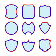  set of different blue-and-red shields icon