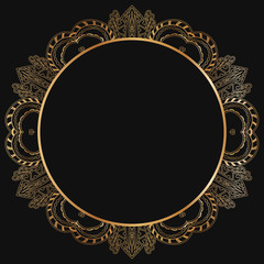 Round lace border frame silhouettes. Can be used for decoration and design photo frame, menu, card, scrapbook, album. Vector Illustration.