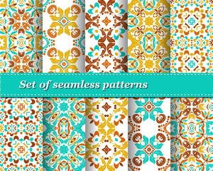 Mexican stylized talavera tiles seamless pattern. Background for design and fashion. Arabic, Indian patterns