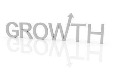 Word growth with arrow, 3d illustration