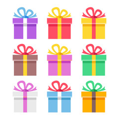 Colorful gift boxes set. Creative concepts. Modern graphic elements. Flat design vector illustration