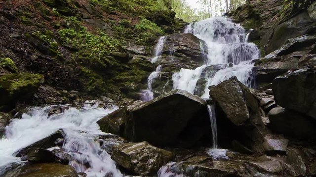 Waterfall in the mountains near the village Pylypets, Carpathians