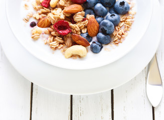Granola yogurt breakfast.