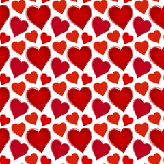 Seamless pattern with red hearts.