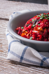 Bowl of buckwheat groats with vegetables