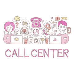 Call Center Work Elements Creative Sketch Infographic