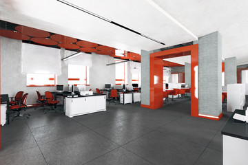 Empty modern office interior work place