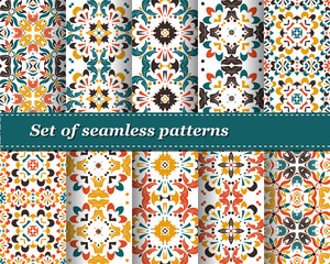 Mexican stylized talavera tiles seamless pattern. Background for design and fashion. Arabic, Indian patterns