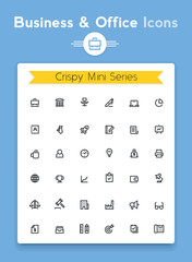 Vector line business and office tiny icon set