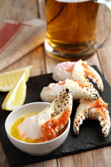 King crab fists with beer