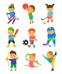 Cartoon sport kids. Vector illustration