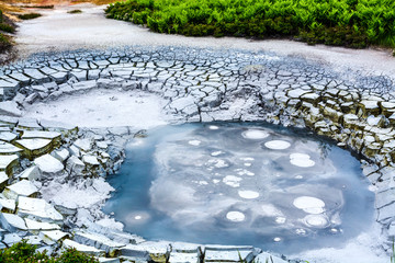 Mud cauldron in legendary Valley of Geysers. Kamchatka, Russia