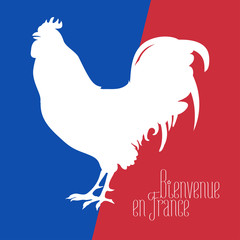 France vector illustration with French flag colors and cock © kora_ra_123