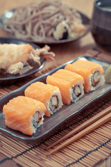 Salmon sushi rolls