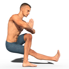 Obraz premium 3D render of a kung fu warrior isolated on white