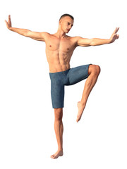 3D render of a kung fu warrior isolated on white