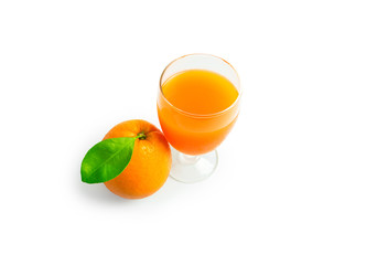 Orange and orange juice with white background