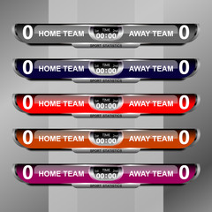 set of scoreboard sport template for football or soccer, vector illustration