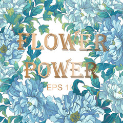 Card of Asian blue flowers peonies. - 116544262
