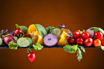 vegetables with salad leaves