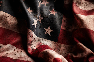 Grunge american flag in dirt and blood stains