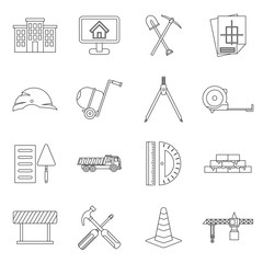 Construction icons set in outline style. Building tools set collection vector illustration