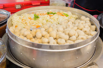 roasted beef meatballs on pan, top view
