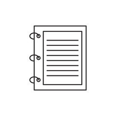 Outline notebook icon isolated on white background