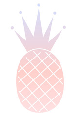pink blue pastel watercolor pineapple illustration isolated on white background

