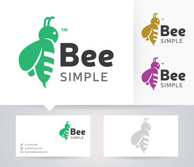 Bee Simple vector logo with alternative colors and business card template