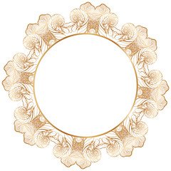 Round floral border frame silhouettes. Can be used for decoration and design photo frame, menu, card, scrapbook, album. Vector Illustration.