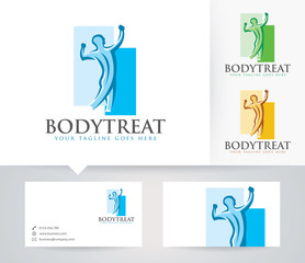 Body Treat vector logo with alternative colors and business card template