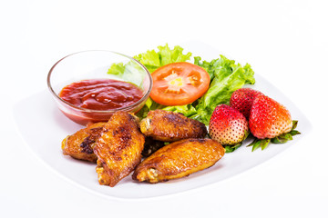 Fried chicken with fresh vegetable