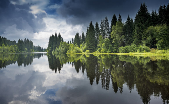 Lake In A Forest,Sumava - National Park, Czech Republic, Europe