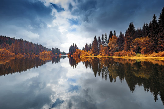 Lake In A Forest,Sumava - National Park, Czech Republic, Europe