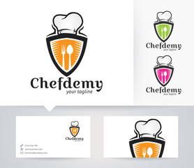 Chef Aacademy vector logo with alternative colors and business card template