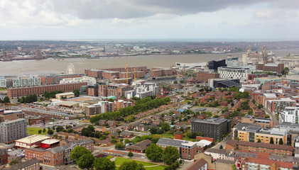 Fototapeta na wymiar An Aerial View of Liverpool Looking Northwest
